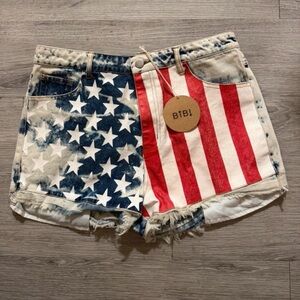 BiBi Women's American Flag Jean Shorts - Red, White, Blue